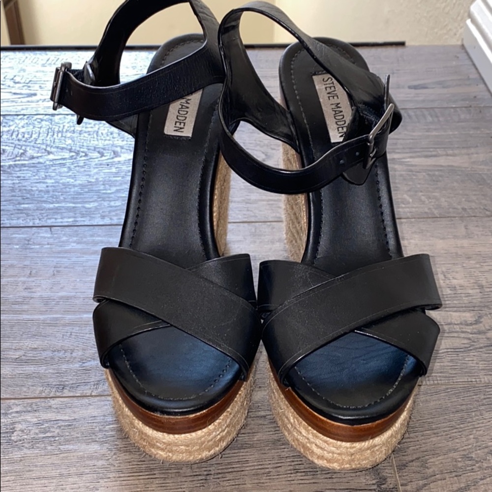 Leather Espadrille Wedges